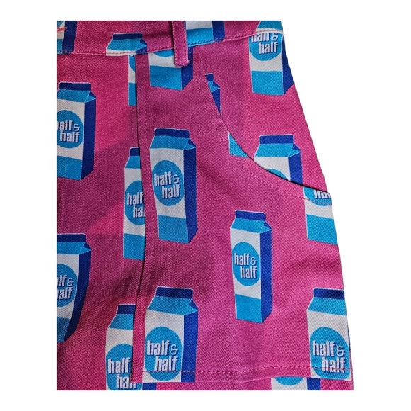 Hayley Elsaesser Novelty Half & Half Bright Pink and Blue Miniskirt Size Large - Picture 6 of 10